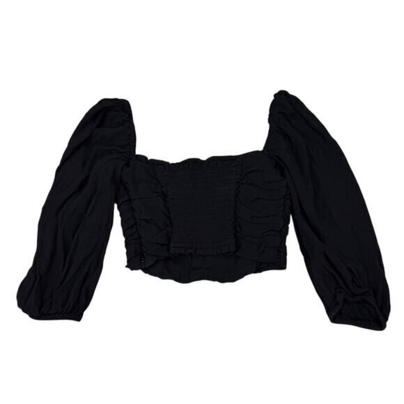 Aritzia Wilfred Lolita Prairie Crop Blouse In Black Size XS - Picture 6 of 6